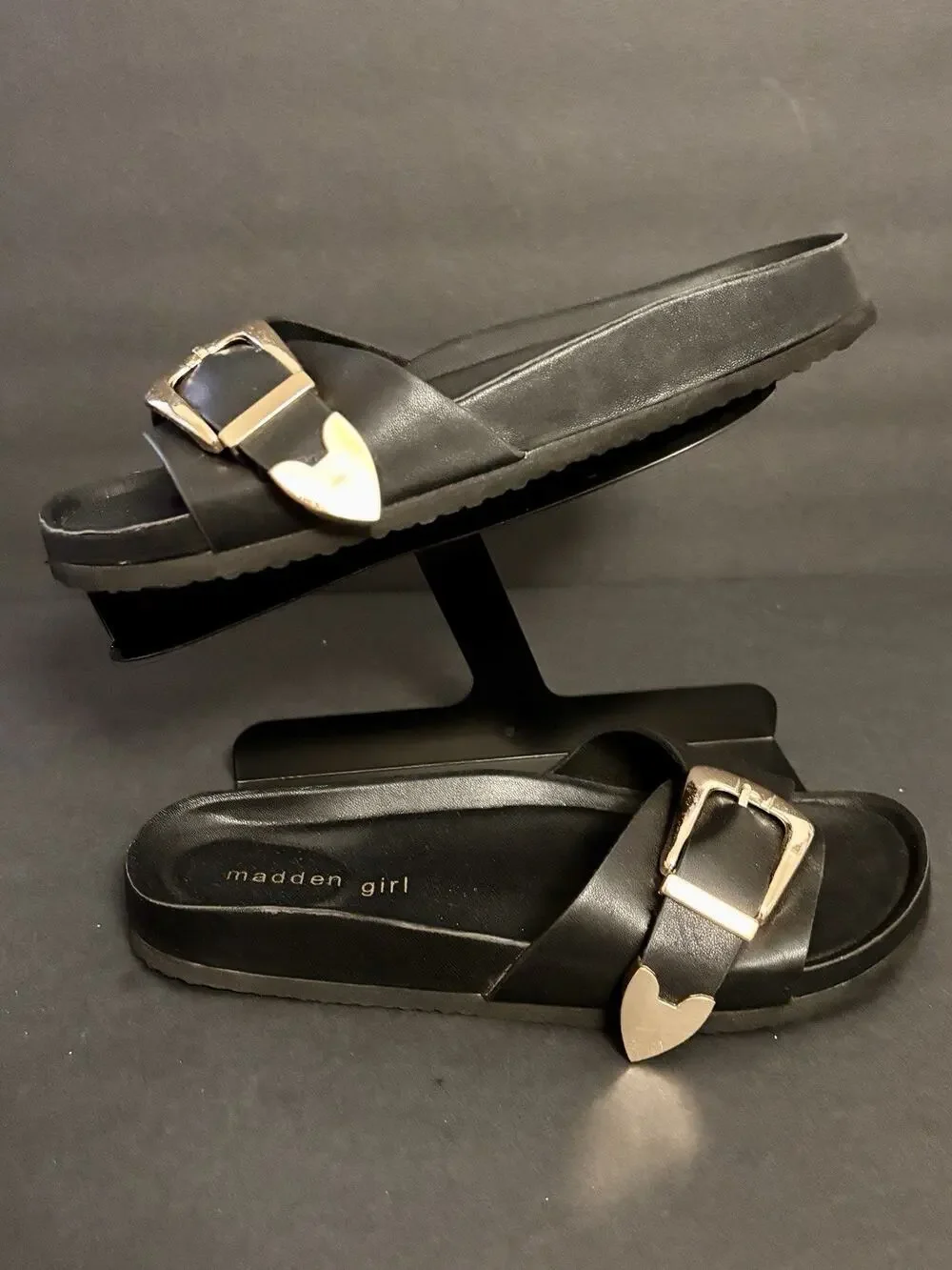 Madden Girl Women's Brookk buckled footbed slide sandals Size 7